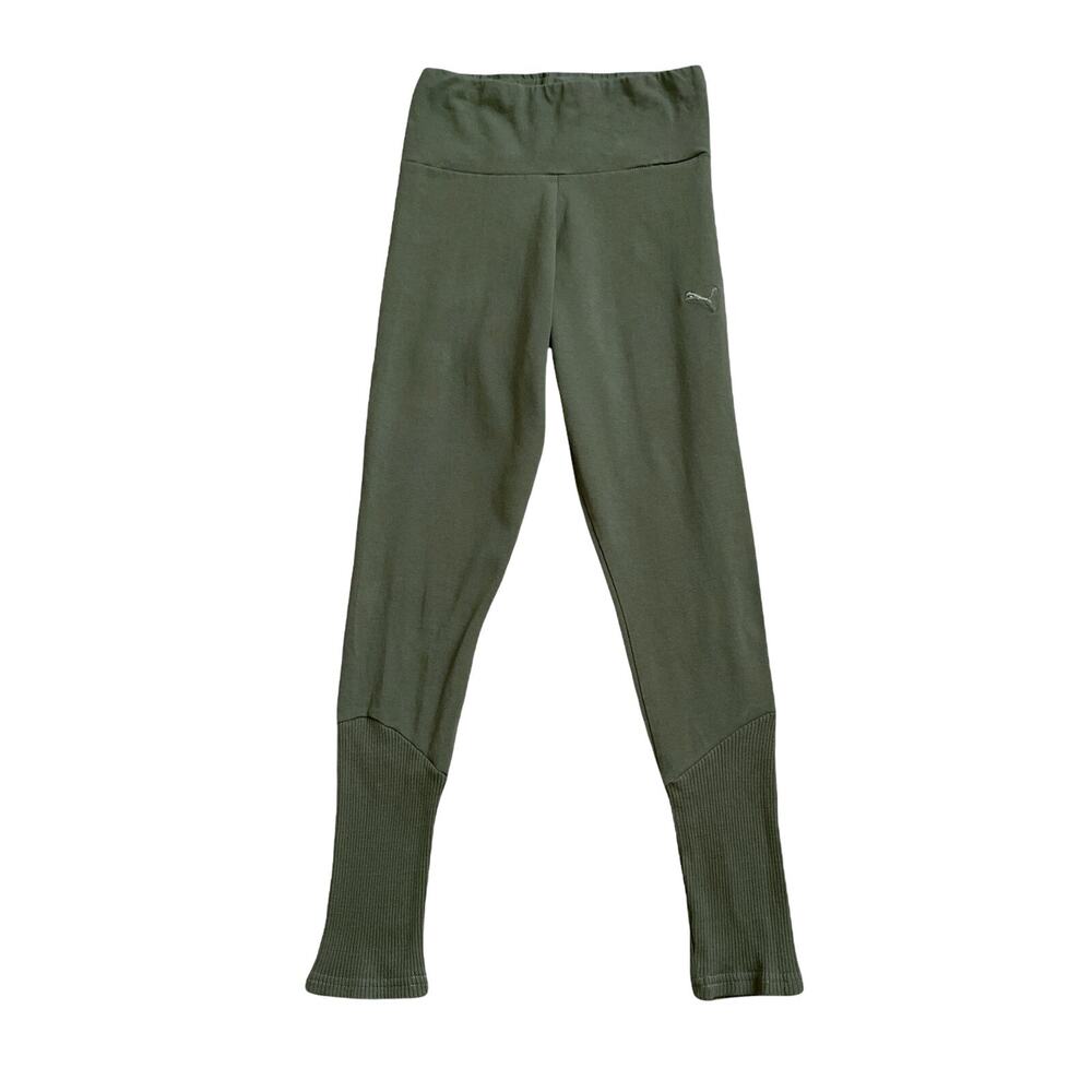 Puma Cropped Leggings Womens Size Small Olive Green High Rise Yoga Workout Pants